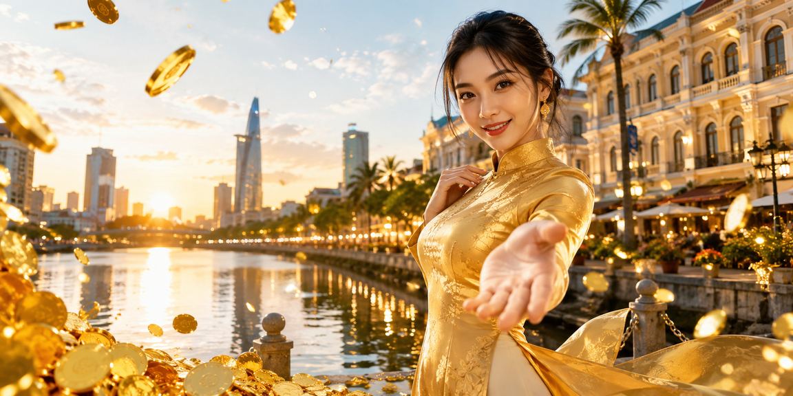 Người chơi tại TP.HCM truy cập oklive trên điện thoại trong trang phục áo dài