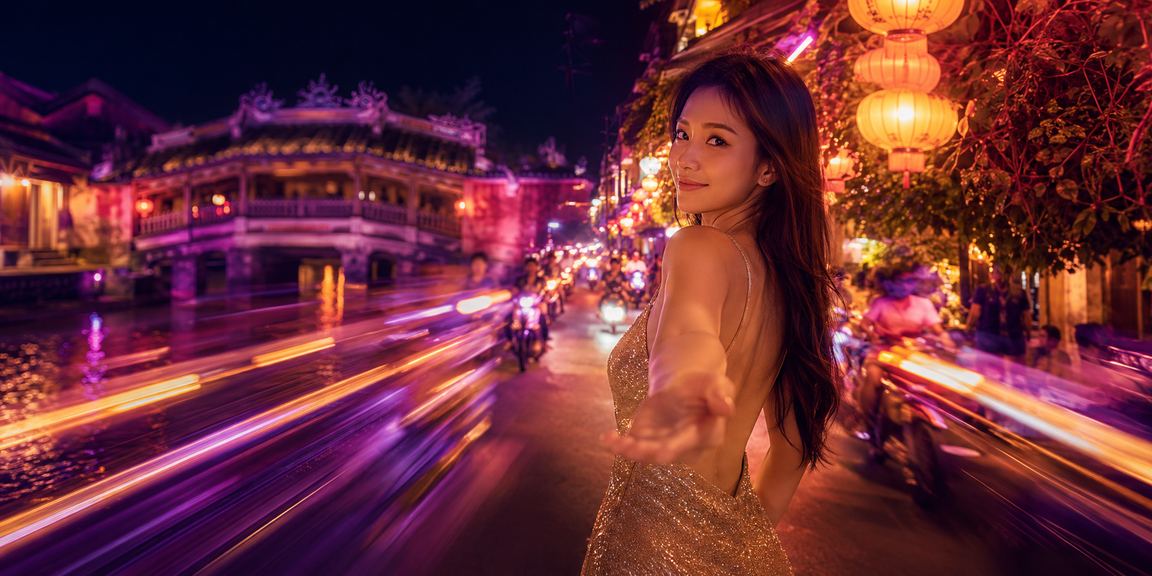 Nhóm bạn trẻ xem trận bóng đá tại khu phố cổ Hội An với oklive trên điện thoại